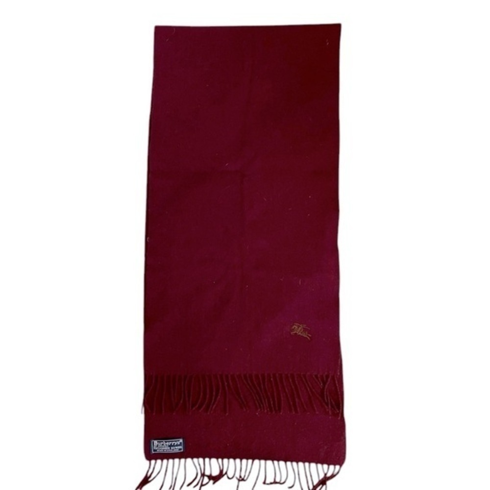 BURBERRYS of London Cashmere & Wool Blend Classic Scarf w/ Fringe, Burgundy